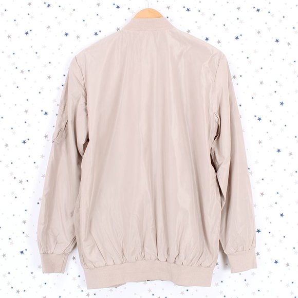 Khaki Long Zip Up Bomber Jacket - Picture 8 of 8